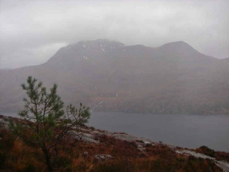 Slioch through the rain without snow
