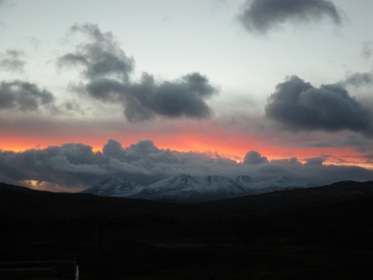 Sunset over Fuar Tholl, Sgorr Rhuodh, and Beinn Liath Mhor
