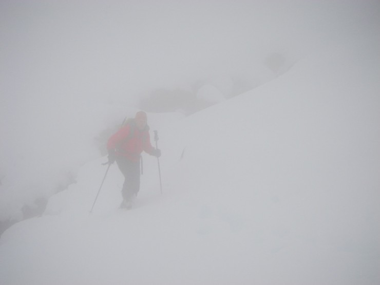Most of our day looked like this; flogging through deep soft snow.