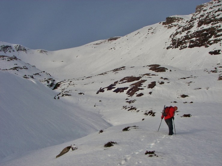 550m, Coire an Laoigh, Beinn Eighe. Picking our line through soft deep snow.