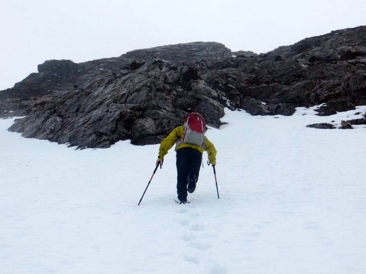 Approaching the foot of the buttress at 500 metres on Creag Dhubh, Beinn Eighe.