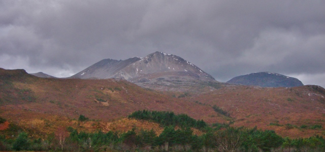 Creag Dubh (902m) east end Beinn Eighe. Normally holds the most snow in the Torridon hills