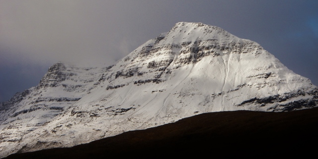Liathach. Ice is noticeably re-forming on the south side.