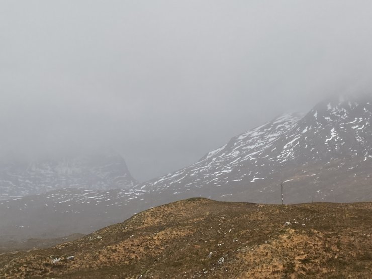 South West slopes Spidean Coire nan Clach, Beinn Eighe, on the right and Stuc a Choire Dhuibh Bhig, Liathach, on the left.