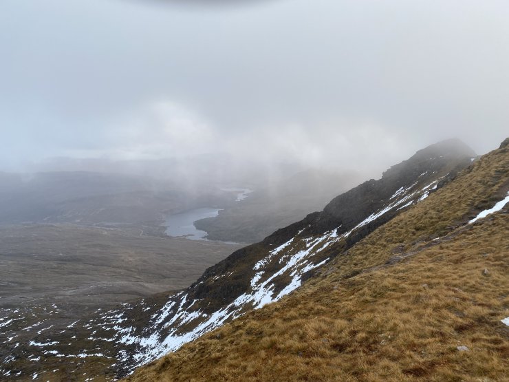 Looking back down Coire an Laogh with Loch Clair in the distance.