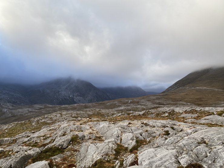 Looking down the back of Beinn Eighe, to Ruadh-stac Mor in the distance.