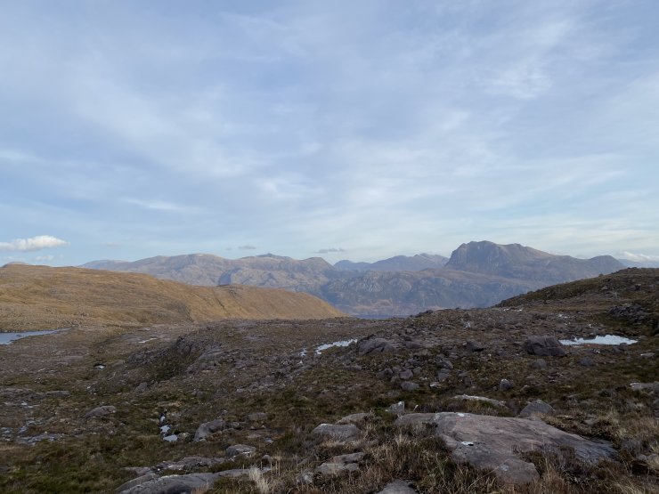 A view looking North. Slioch on the right. No snow, but its still beautiful.