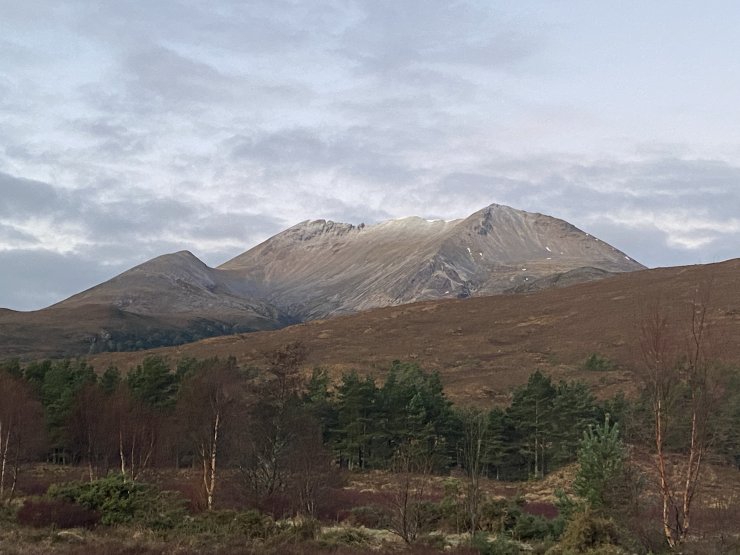 Creag Dubh, right, to Sgurr Ban and the Black Carls on the left.