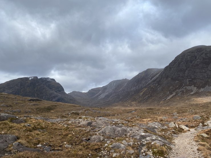 Coire Lair, with Sgorr Ruadh on the left and the lovely ridge of Beinn Liath Mhor on the right.