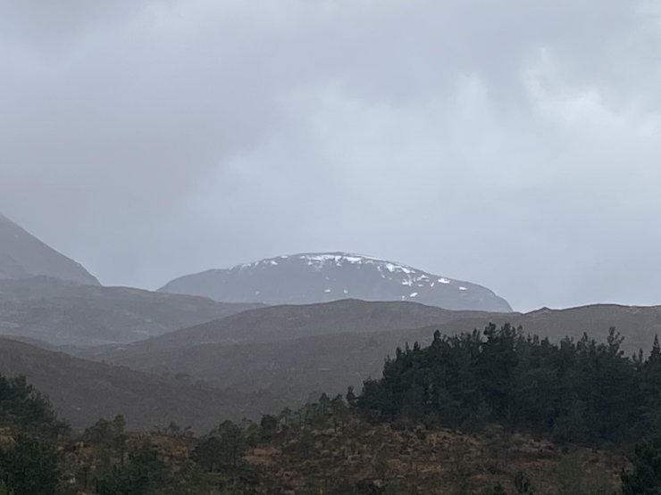 A brief glimpse of Ruadh-stac Beag, Beinn Eighe. This had a fair amount more snow on it two days ago.