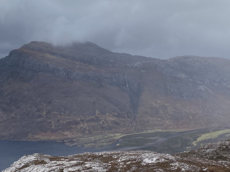 Beinn A Mhuinidh, with the waterfall and waterfall buttress in the centre.