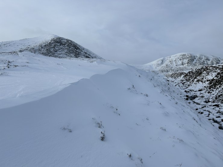 Wind sheltered locations, and localised deposition.