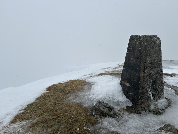 Rime ice on the floor, from Fionn Bheinn trig point.