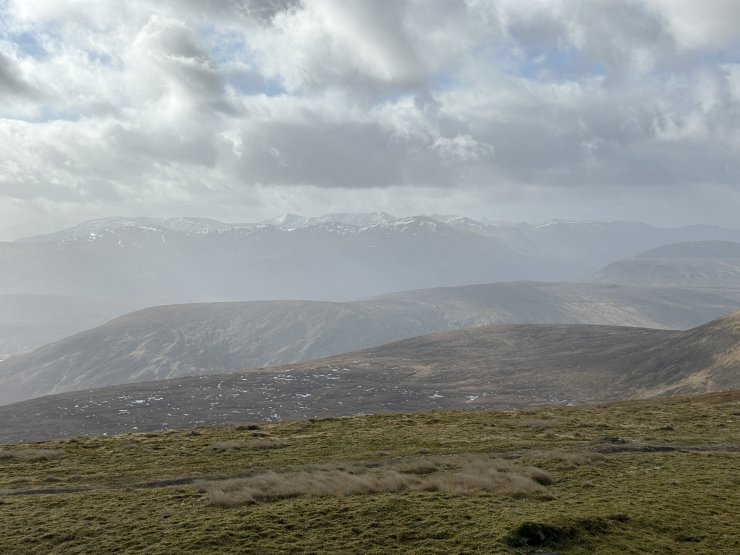 Looking South from Fionn Bheinn to the Glencarron and Glenuig Forest hills.