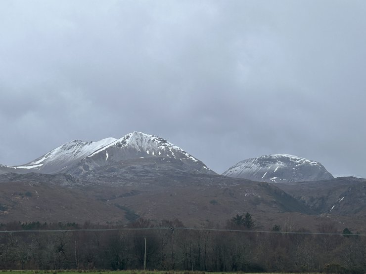 Creag Dubh and Ruadh-stac Beag, later this afternoon, showing a little dusting.